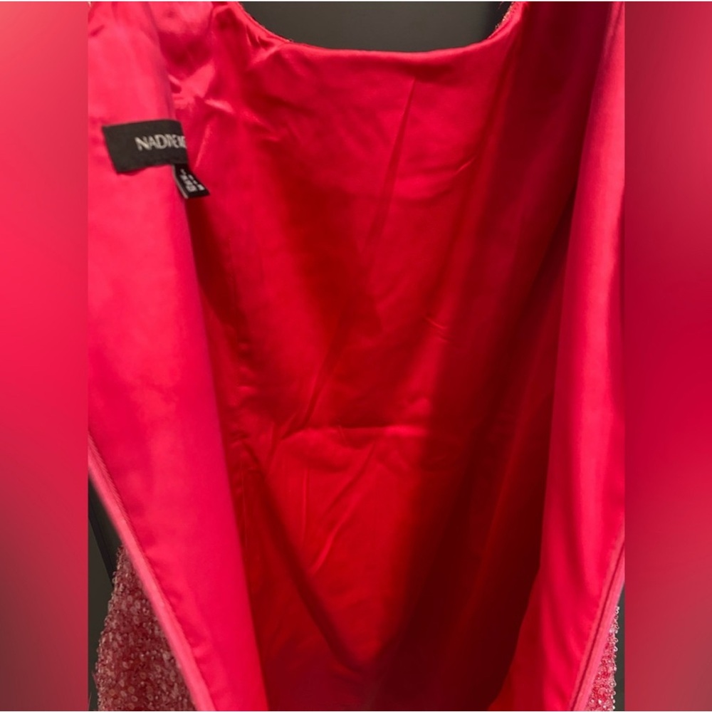 Nadine Merabi Evie beaded and feather hot pink dress - Picture 9 of 13